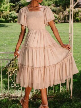 Ivy City Co. Ellie Dress Champagne Chiffon NEW NWT 1X